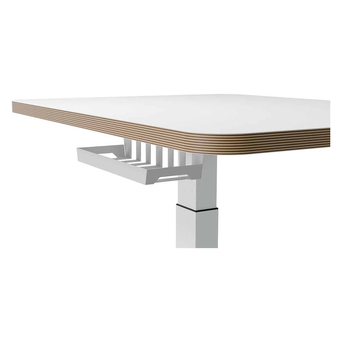 Höj- och sänkbart skrivbord i vitt med träkant, elektriskt, 80x60cm