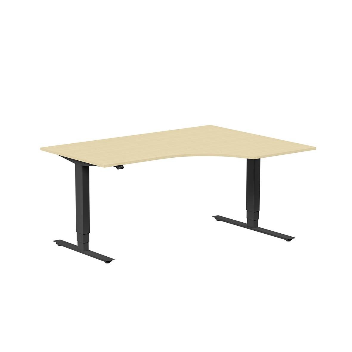 Höj- och sänkbart skrivbord med björk och svart ram, 1600x1200mm