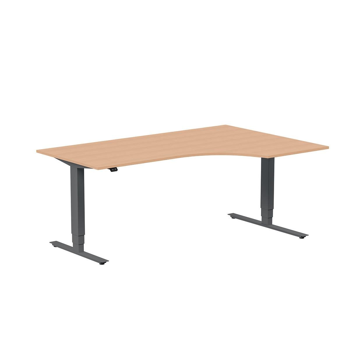 Höj- och sänkbart skrivbord i trä med svart stativ, 1800x1200mm