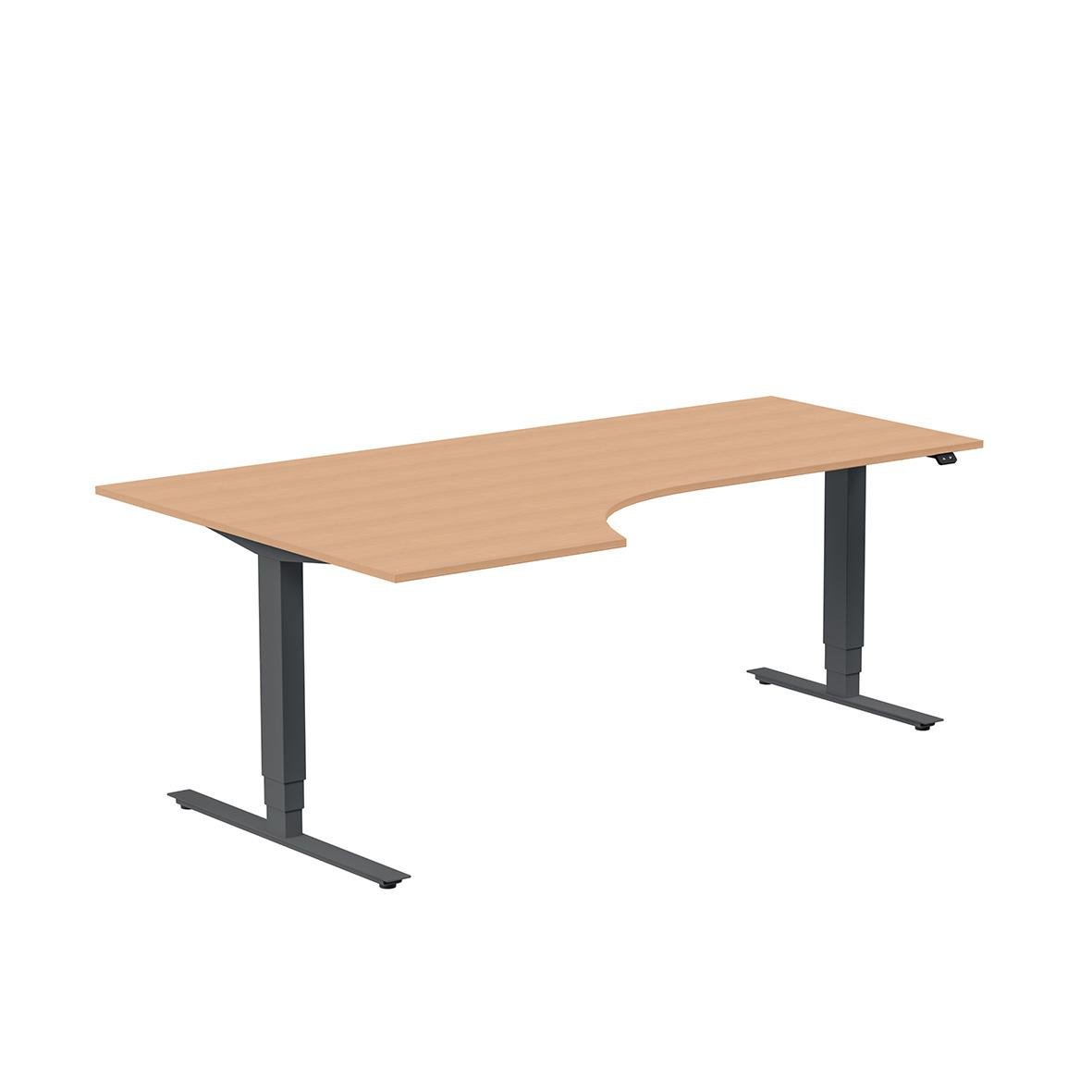 Höj- och sänkbart skrivbord med träskiva och vänster bok, antracitfärgad, 2000x1200mm