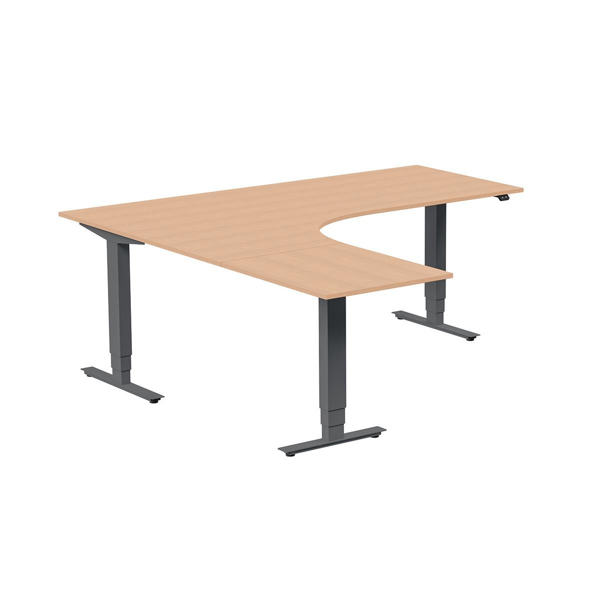 Höj- och sänkbart skrivbord med vänster bok, antracit, 1800x1800mm