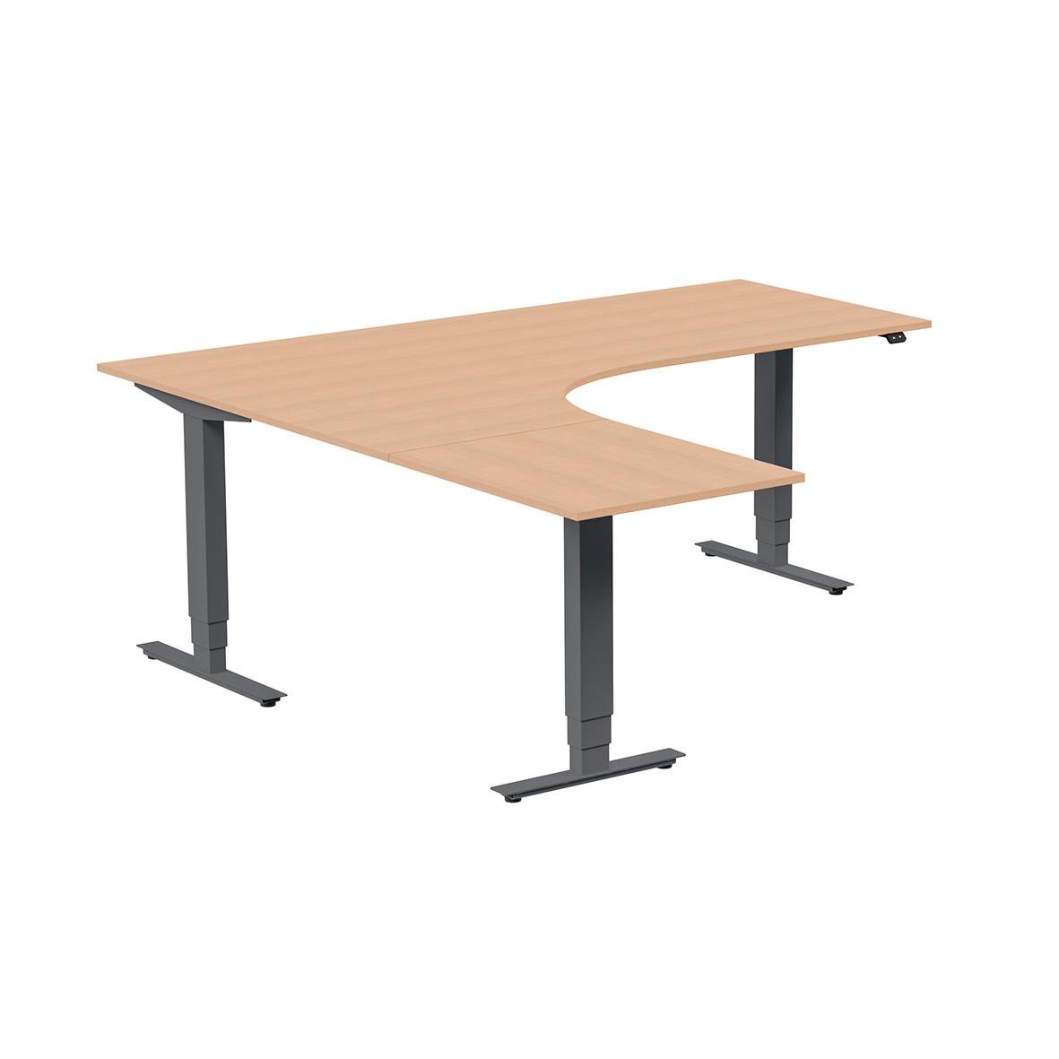 Höj- och sänkbart skrivbord med vänster bok, antracit, 2000x1800mm