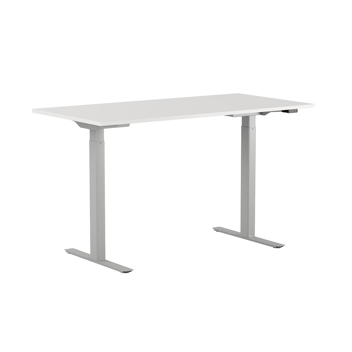 Höj- och sänkbart skrivbord Lotus 1 med motor, silver/vit, 1400x800mm