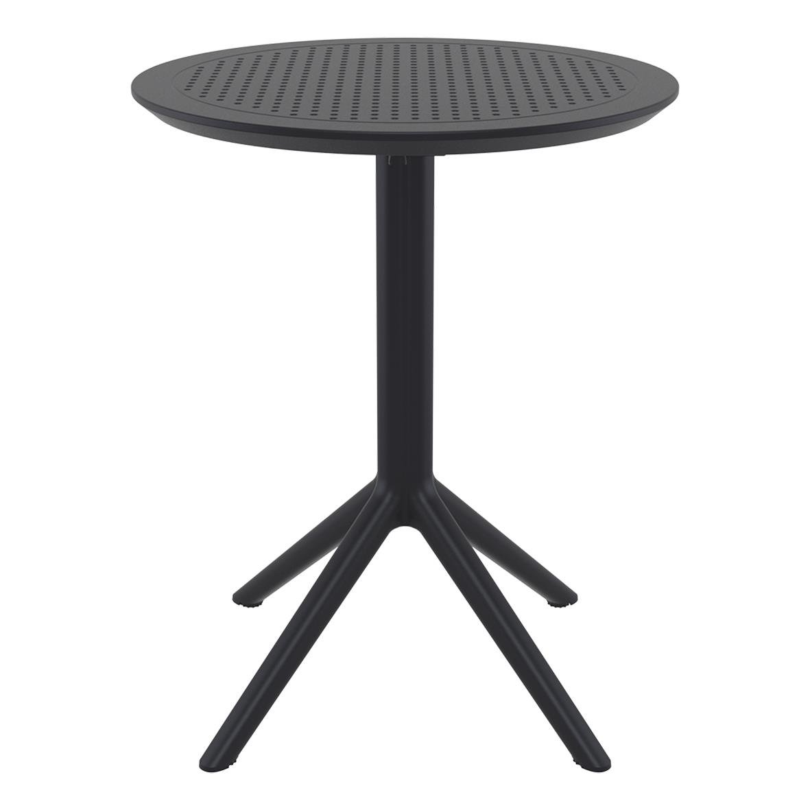 Fällbart svart cafébord Sky med Ø600 cm bordskiva och tre ben