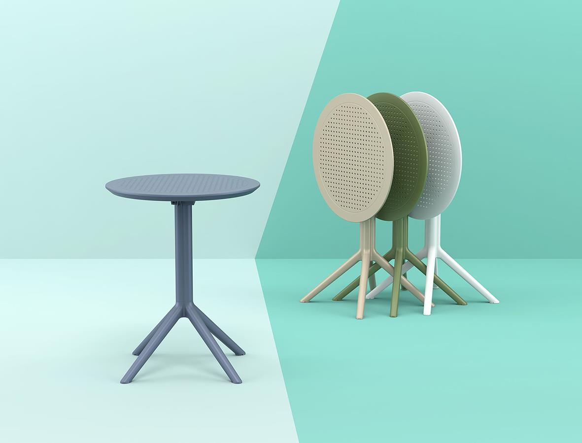 Fällbart cafébord Sky i svart med diameter 600 mm och tre ben