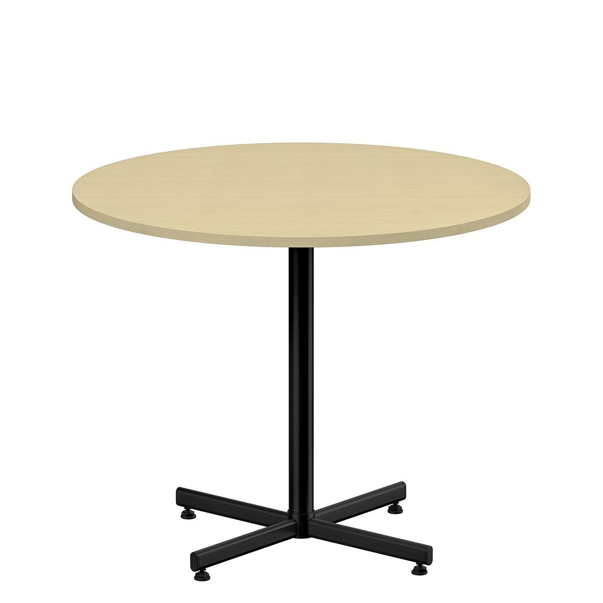 Cafébord med björk och svart krysstativ, diameter 900 mm, höjd 720 mm