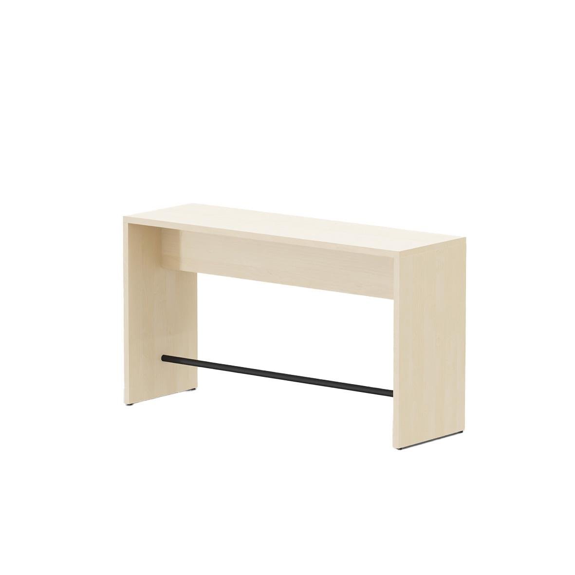 Barbord McBar Björk H105 D60cm, L190cm i vitt trä med svart metallstang