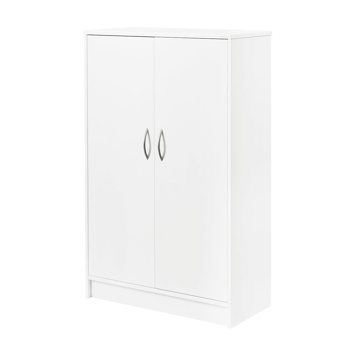 Vit förvaringsskåp med slagdörrar och handtag, mått 805x1325x415mm