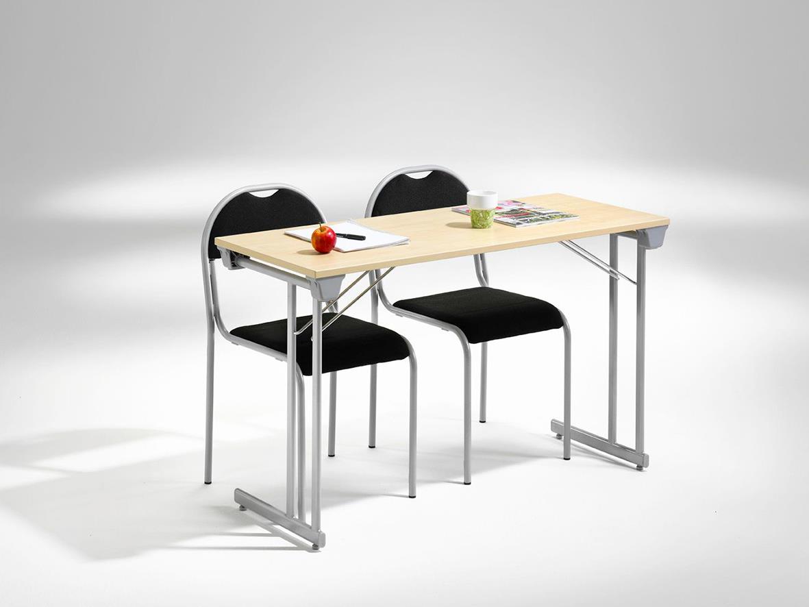 Fällbart konferensbord i ek och svart med metallben, 1200x500 mm