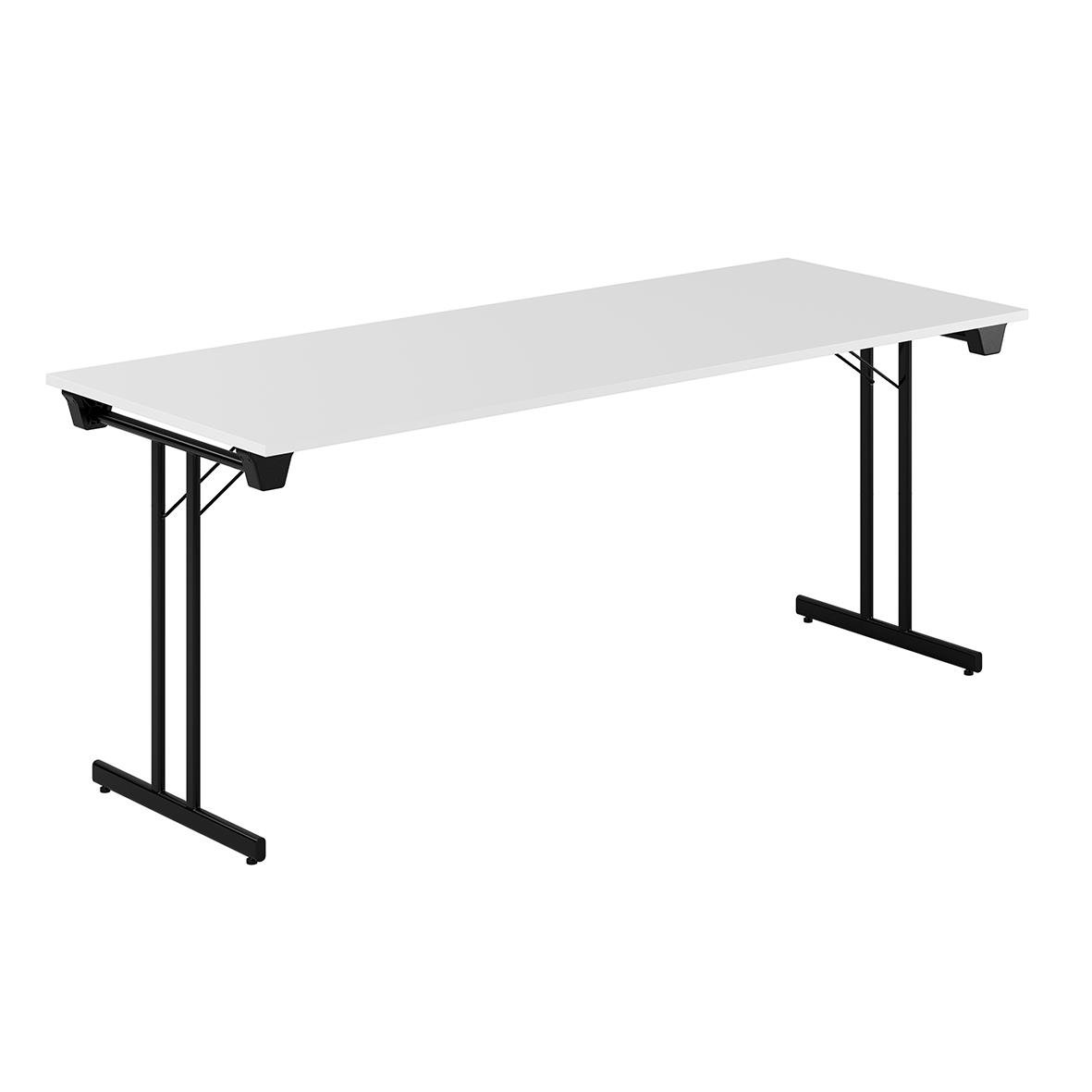 Fällbart bord i vitt och svart med storlek 1800x700, design för middagsbruk