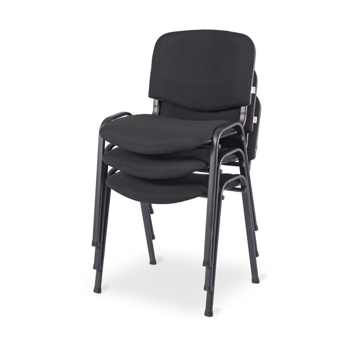 Stapelbara konferensstolar i svart med metallram