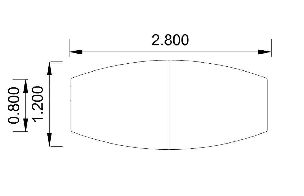 Konferensbord i vitlaminat med måtten 2800x1200/800 mm, oval form