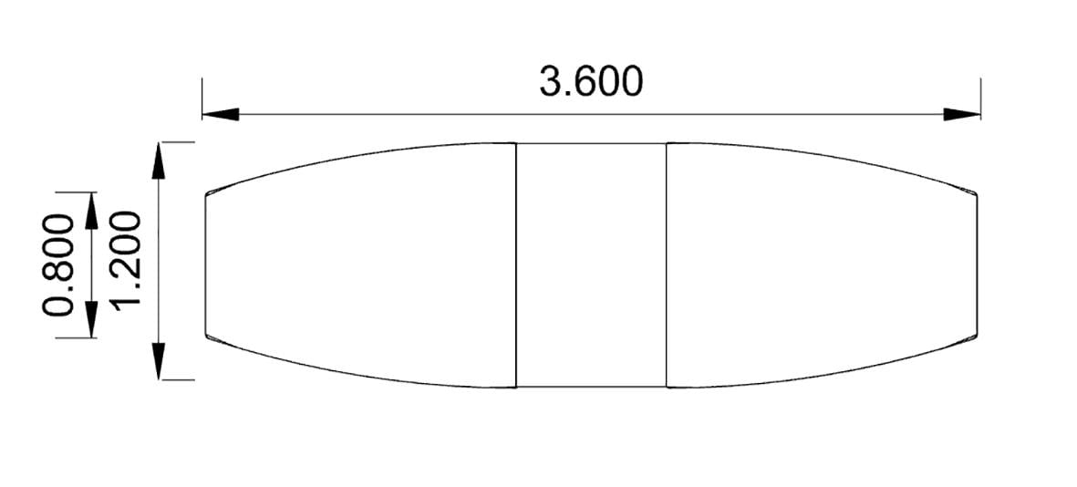 Konferensbord i vitlaminat, 3600x1200/800 mm, oval form