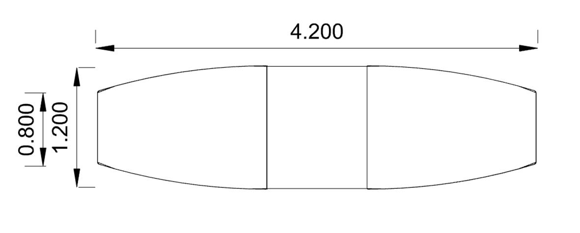 Konferensbord Madrid med vitlaminat, mått 4200x1200/800 mm, oval form