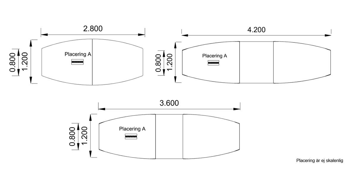 Teknikbox till konferensbord Madrid i vitt med mått och placering A