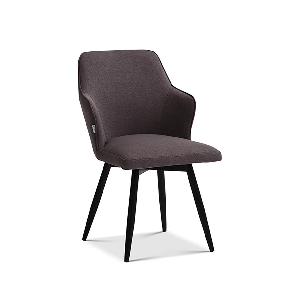 Mörkgrå konferensstol med stoppad sits och ryggstöd samt svarta ben