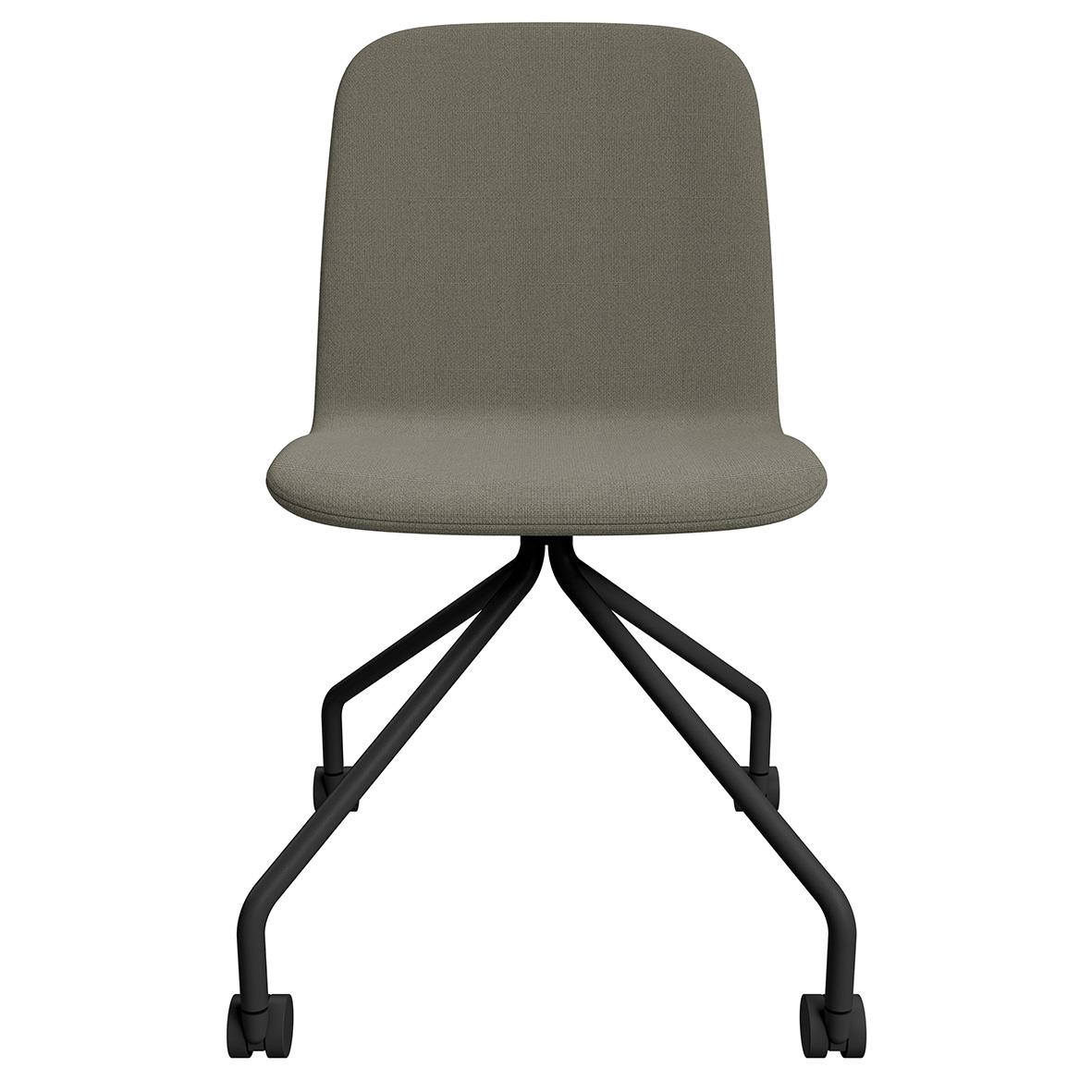 Krysstativ på hjul med grå sits och svart underrede