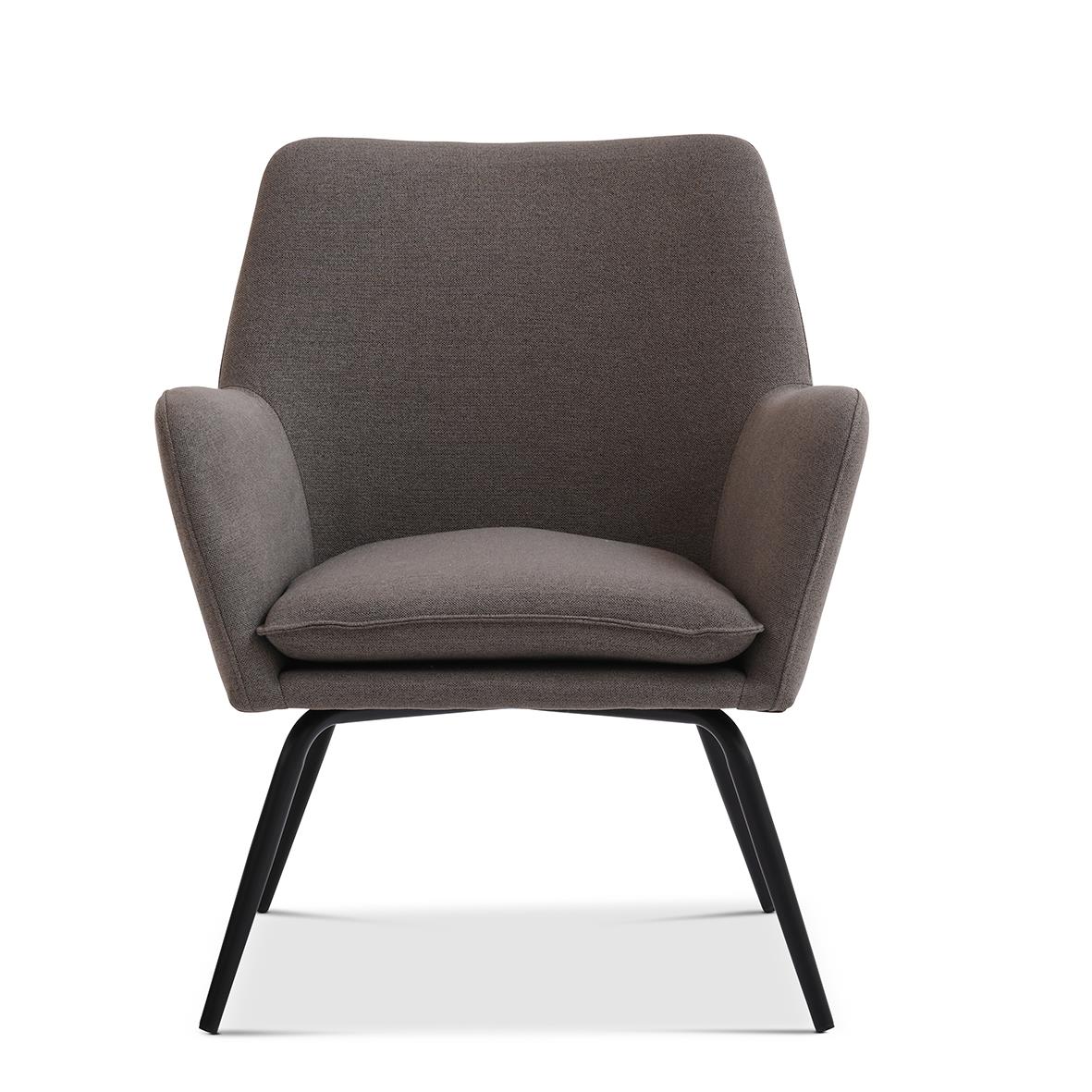 Loungefåtölj Bankeryd Helklädd Ellie med svart stativ och grå klädsel