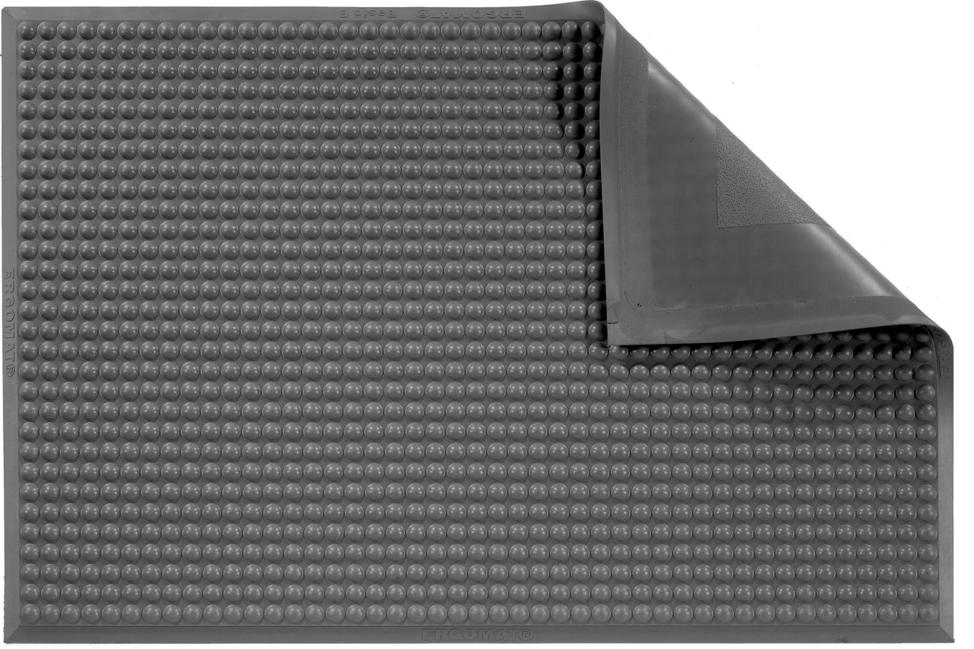 Antracitgrå arbetsplatsmatta Matting Yoga PUR 51x66cm med texturerad yta och hörn som viks upp