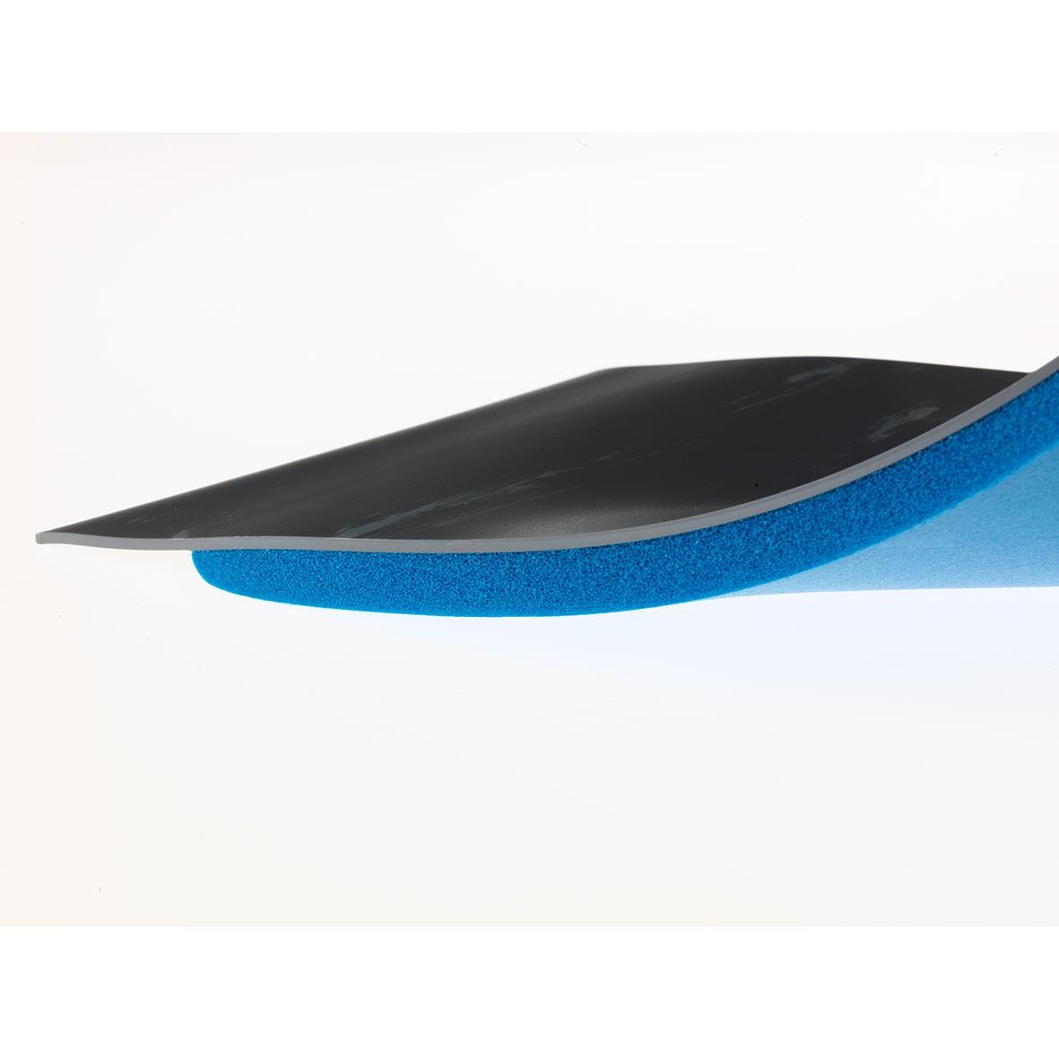 Grå marmorerad yoga- och arbetsplatsmatta med blå undersida, 61x91cm