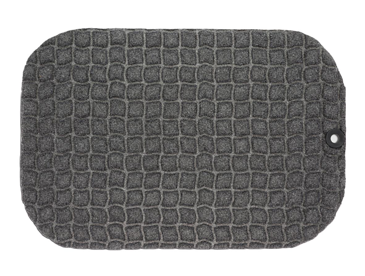 Grå arbetsplatsmatta i brickmönster med måtten 77 x 54 cm