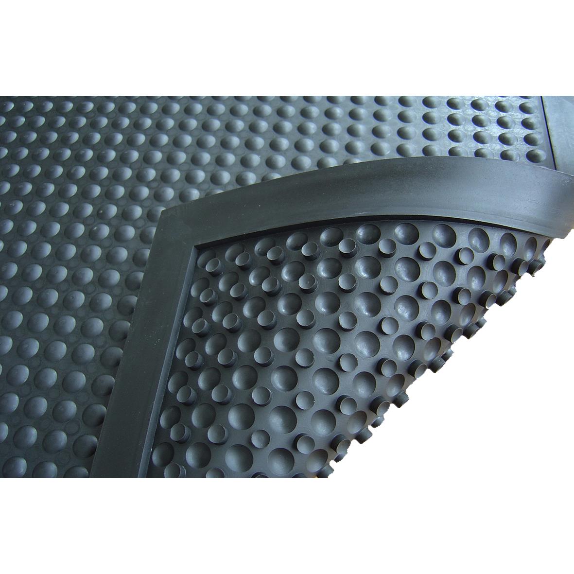 Svart arbetsplatsmatta Yoga Bubble med studs, 90x120cm, böjd hörn
