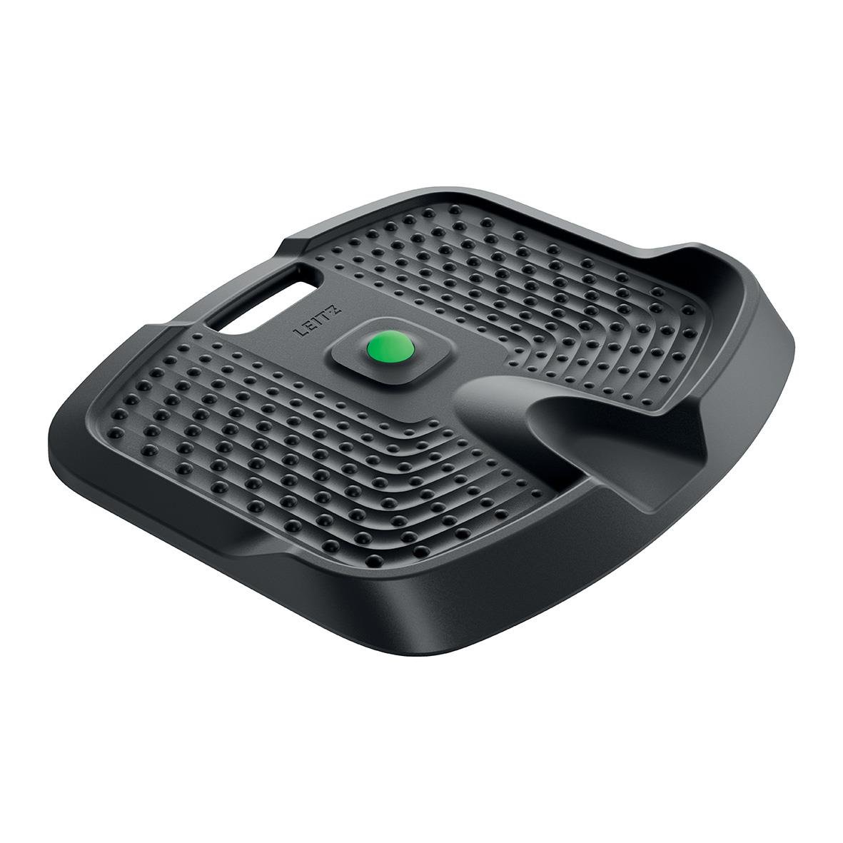 Ståmatta Leitz Ergo Active mörkgrå med perforerad yta och grön knapp