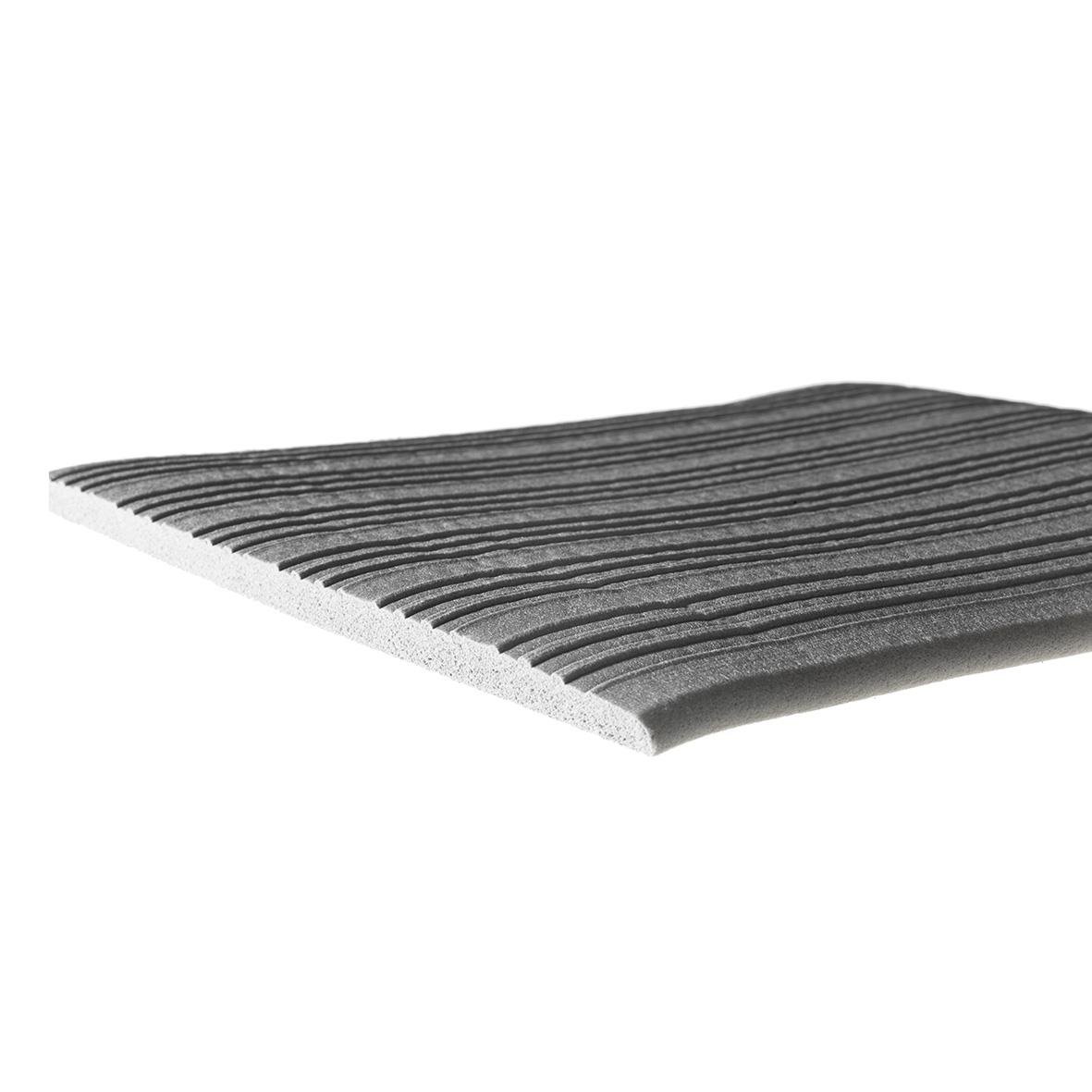 Grå arbetsplatsmatta i skumgummi med svart randig design, 91x100cm, för industri och yoga