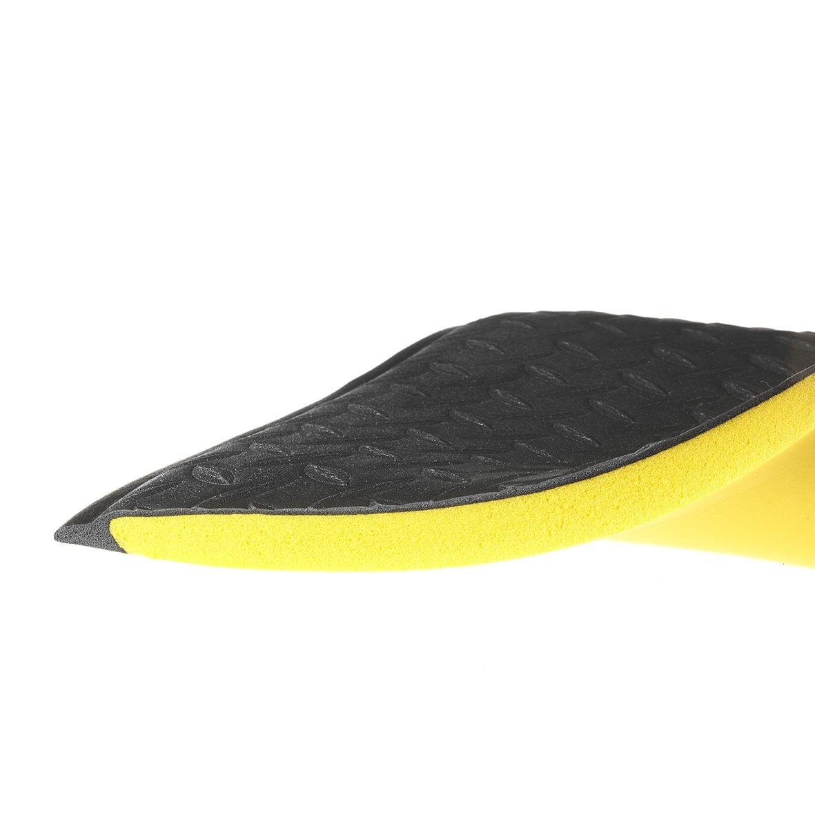 Svart arbetsplatsmatta i gummi med gul undersida, 91x100cm, för industri och yoga