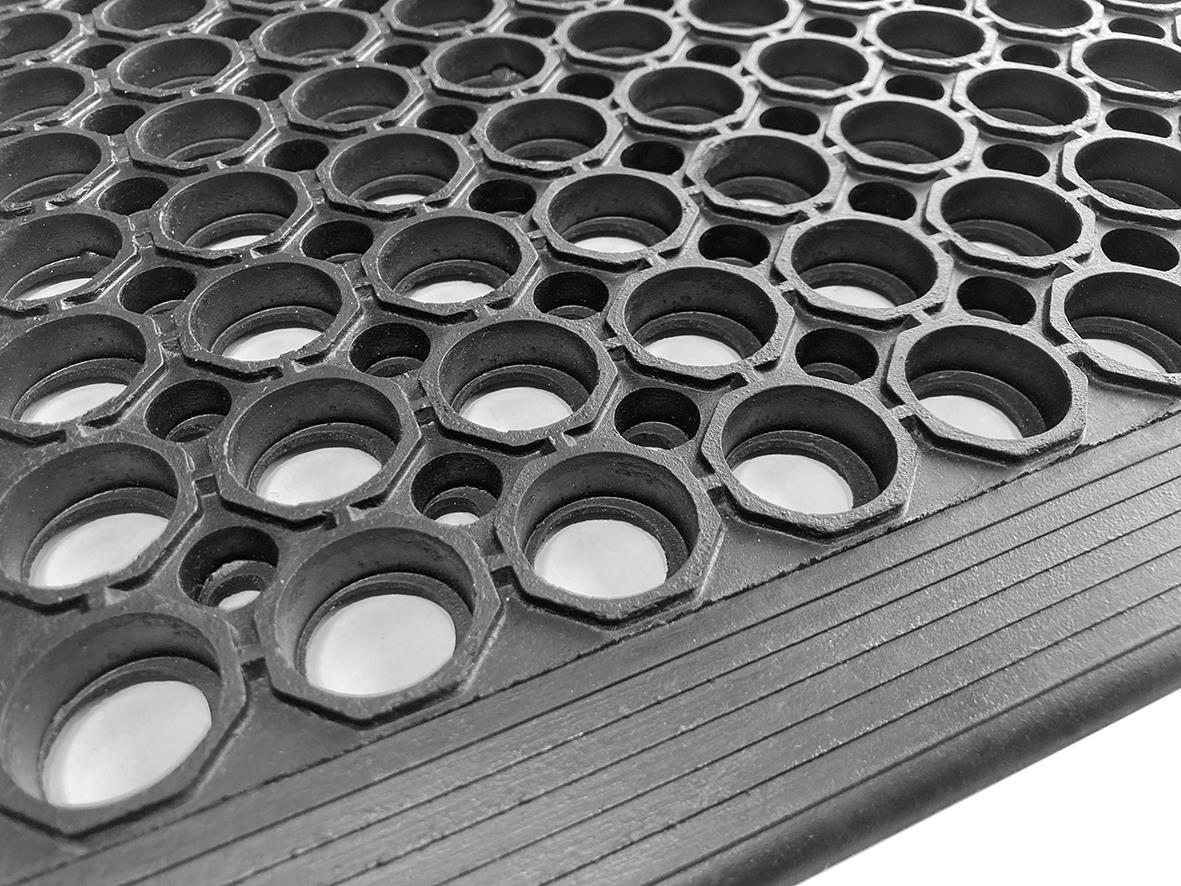 Svart skrapmatta för yoga, 91x152cm, med cirkulära hål och räfflad yta