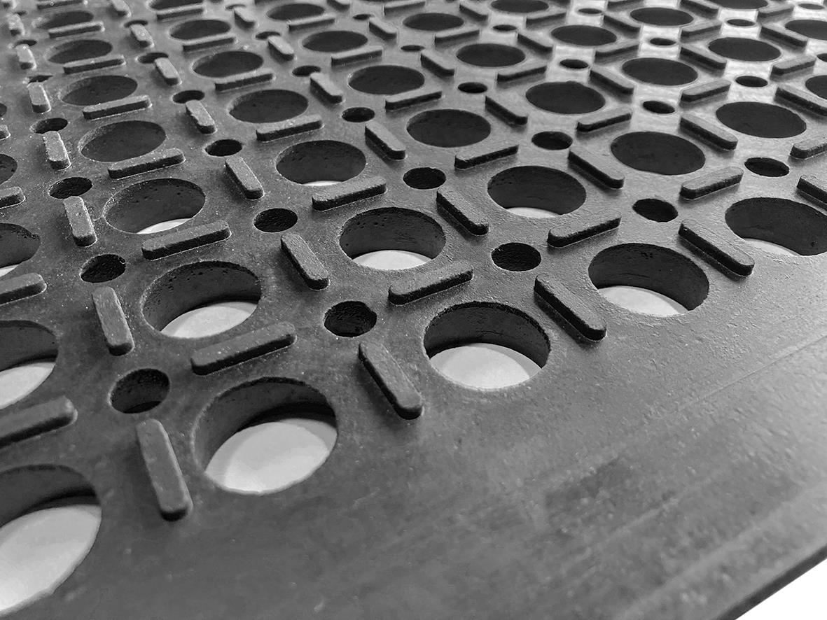 Svart skrapmatta för yoga med cirkulära hål och textur, storlek 91x152cm