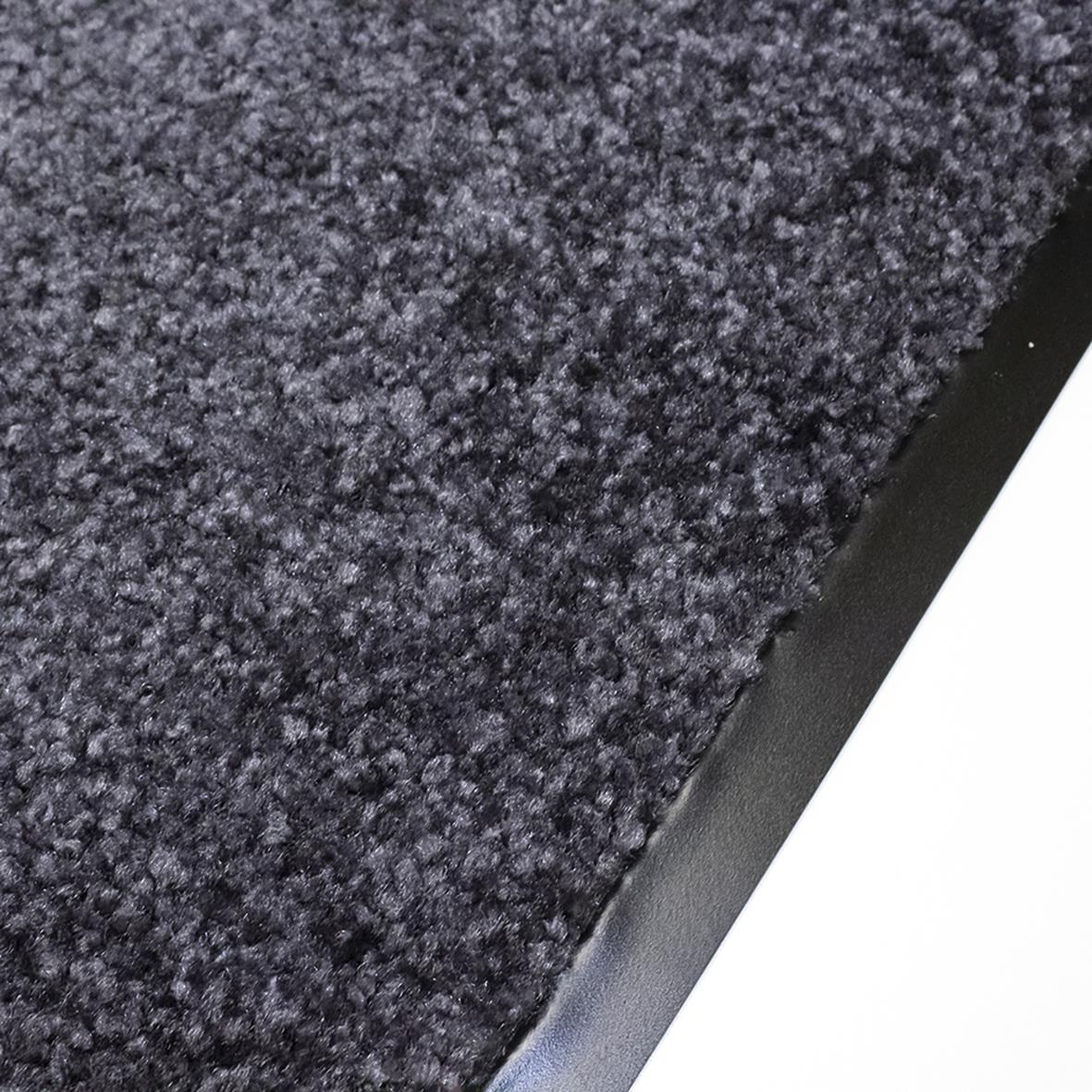 Grå torkmatta i matting med måtten 90x60cm, textur av små fibrer och svart kant