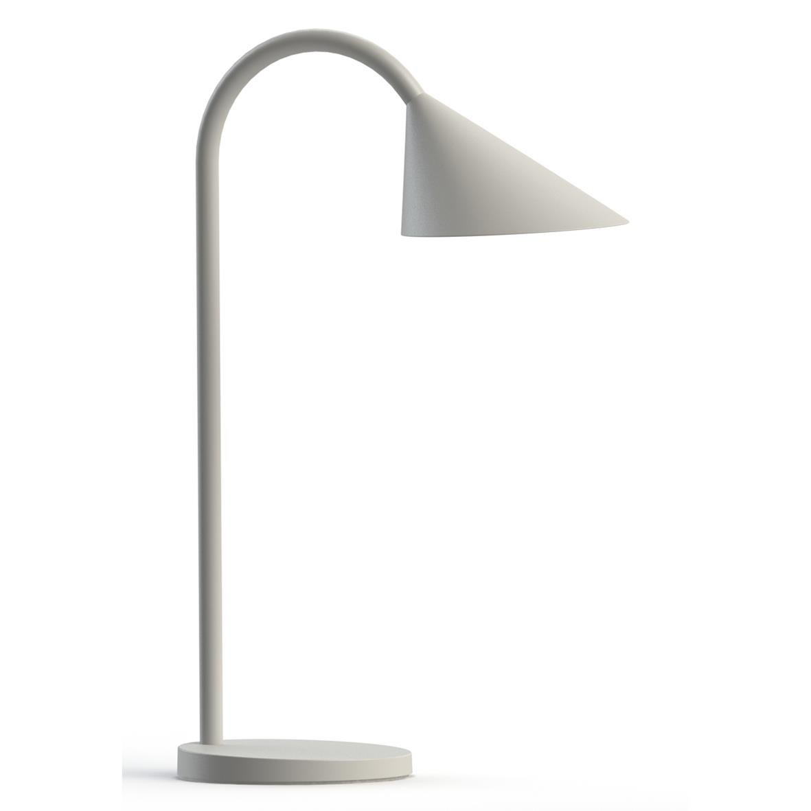 Vit bordslampa Unilux Sol LED med böjd arm och konformad lampskärm