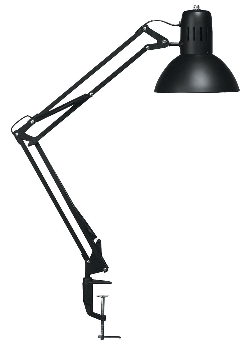 Svart bordslampa Unilux Success 66 med justerbar arm och LED E27-lampa