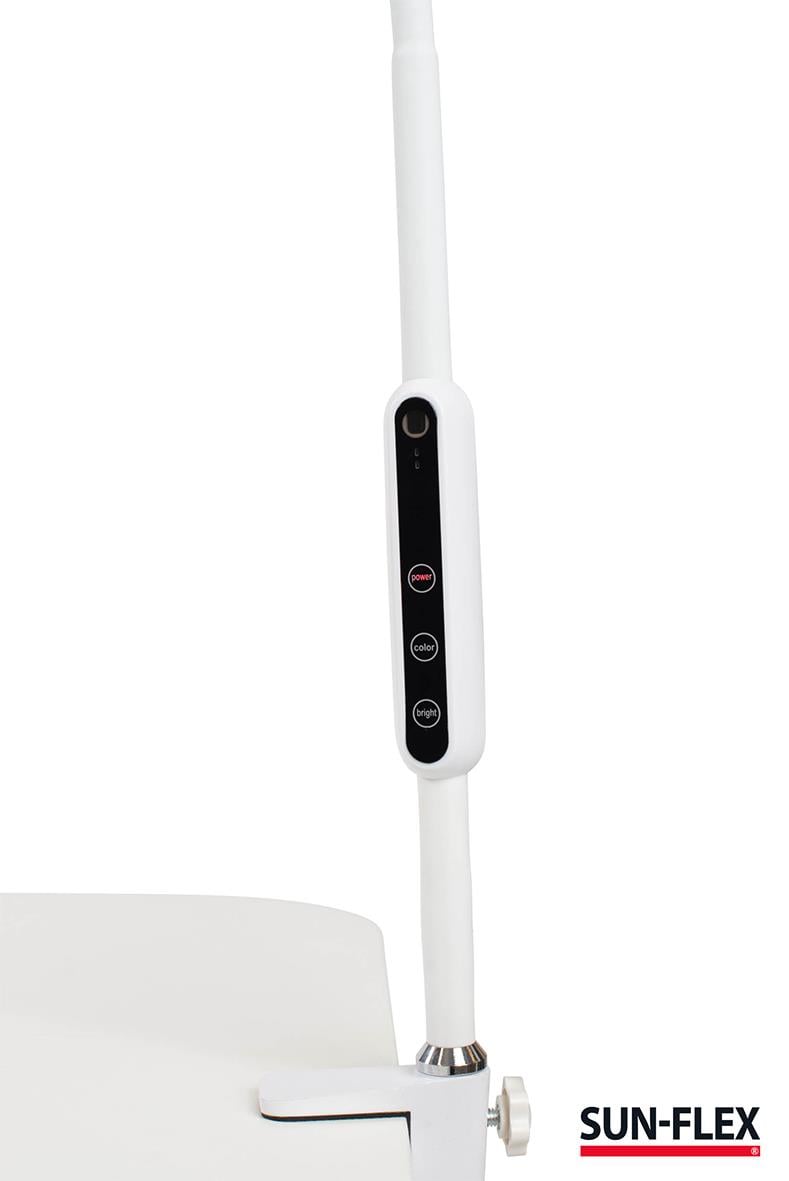 Vit bordslampa Sun-Flex Desklite med justerbar arm och kontrollpanel
