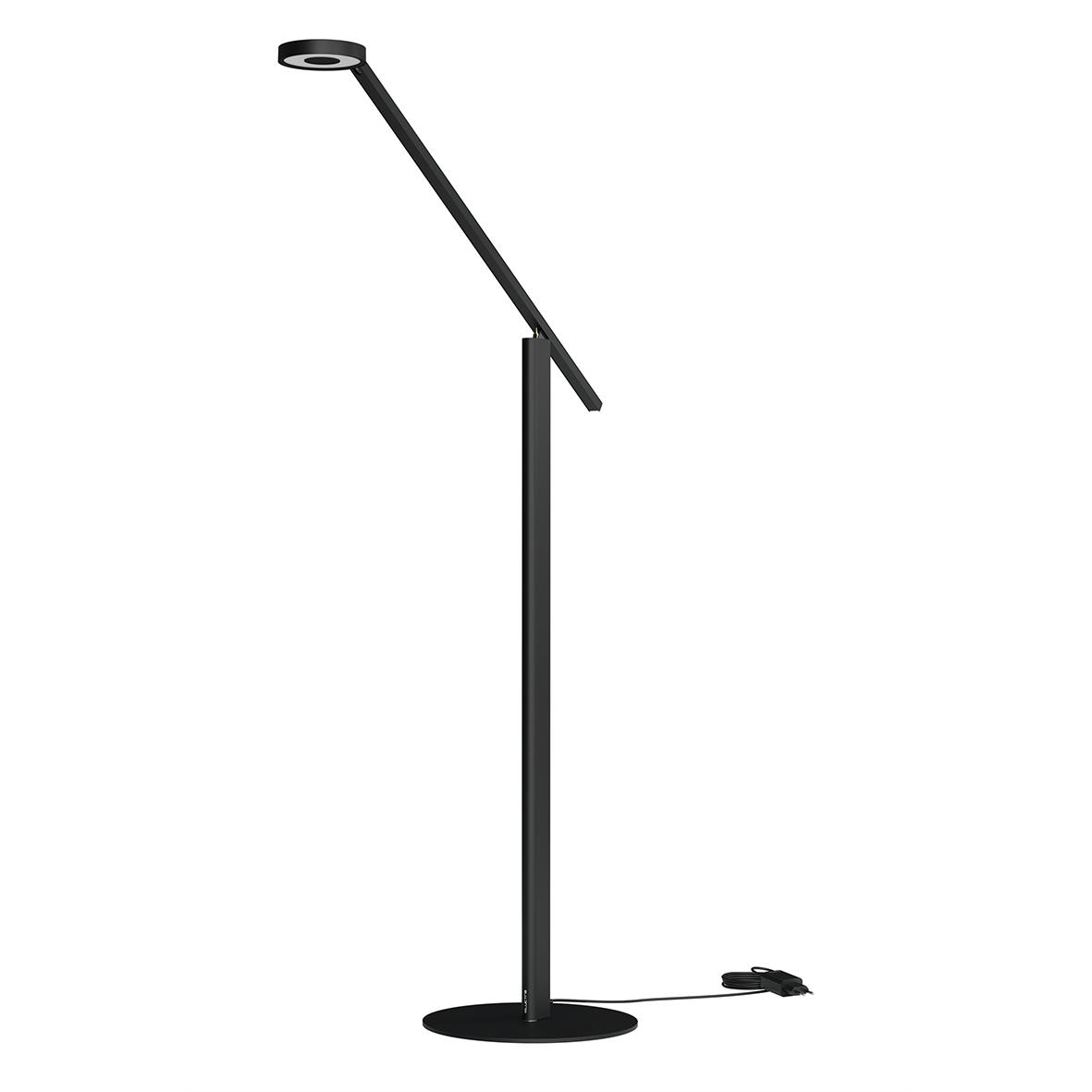 Svart golvlampa Luctra Floor Lite med justerbar arm och rund bas