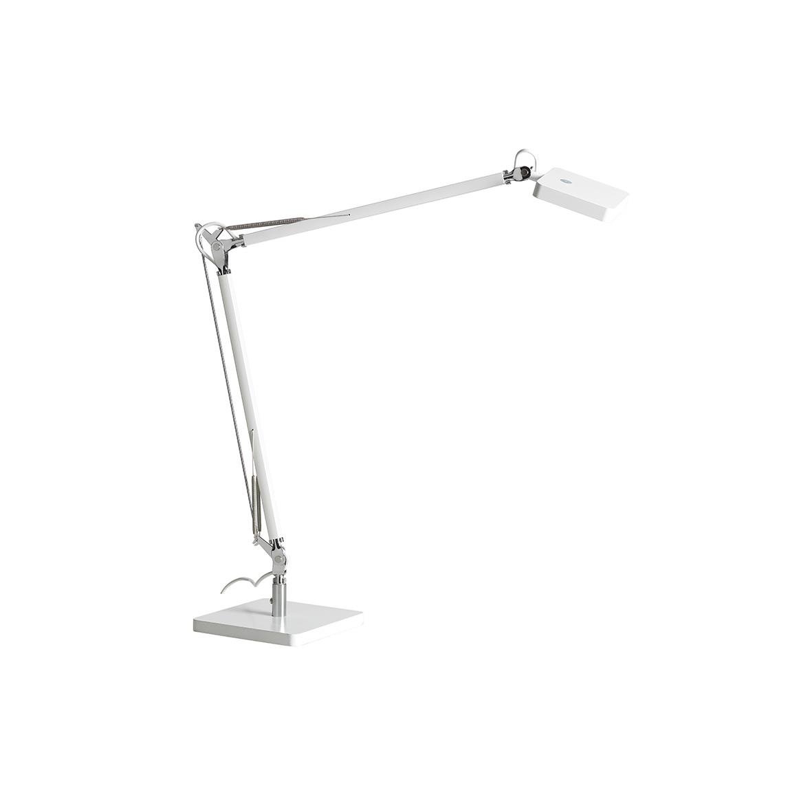 Vit justerbar skrivbordslampa med arm och LED-ljus