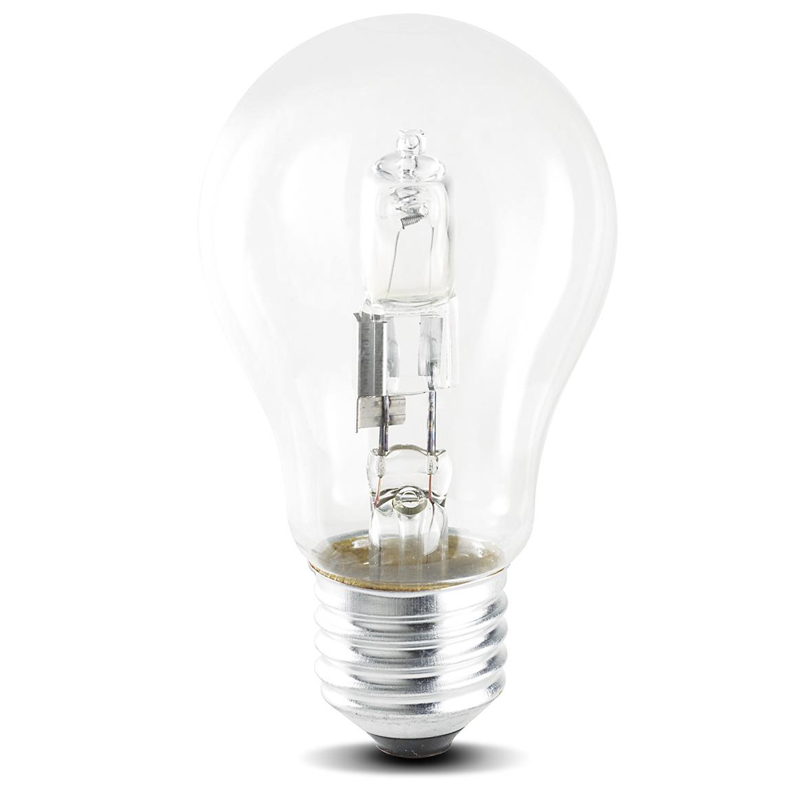 Halogenlampa Leuci E27 28W klar, dimbar, klassisk design