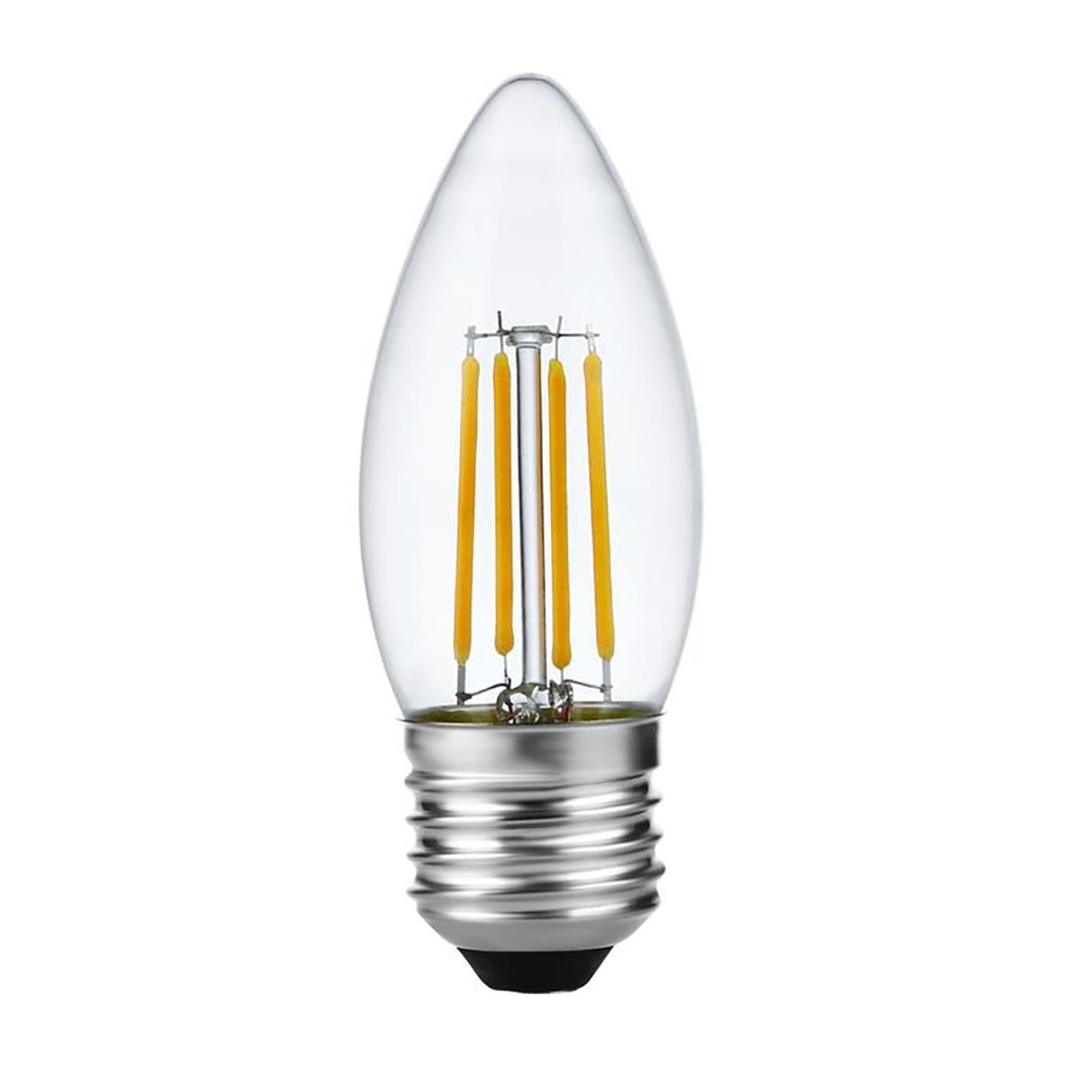LED-lampa E27 4W (30W) klar filament kron, dimbar