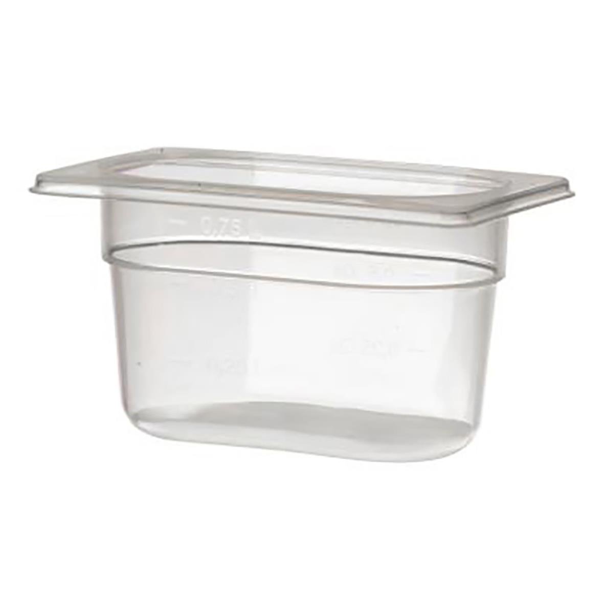 Klar plastkopp med lock, mått 176x108x100mm, 1L, för matförvaring