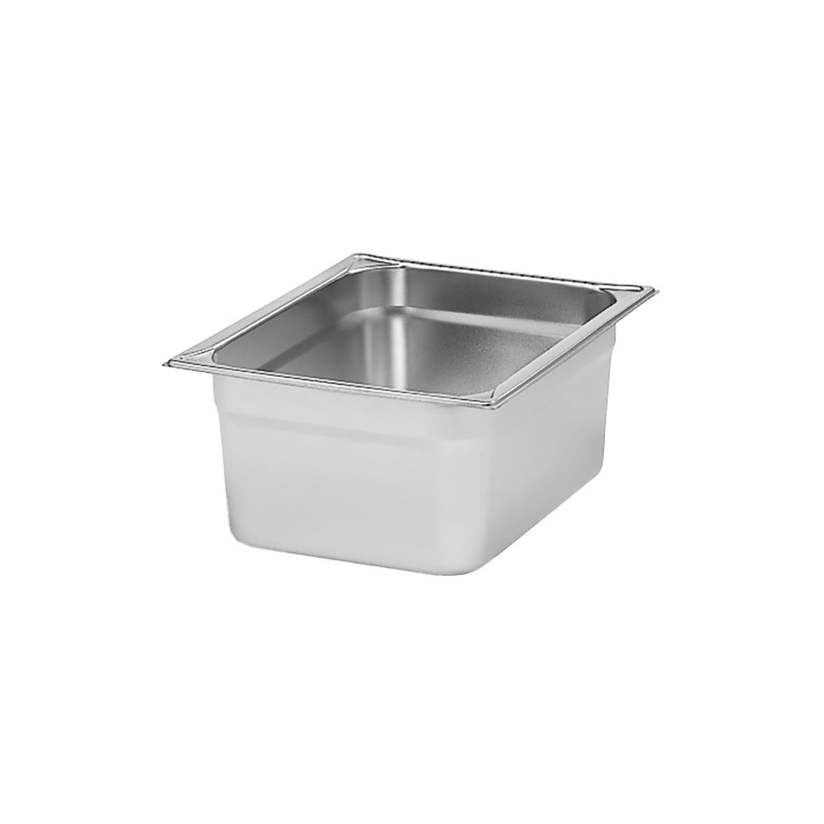 Kantinkärl av rostfritt stål med GN 1/2-150 storlek, mått 265x325x150mm och volym 9L