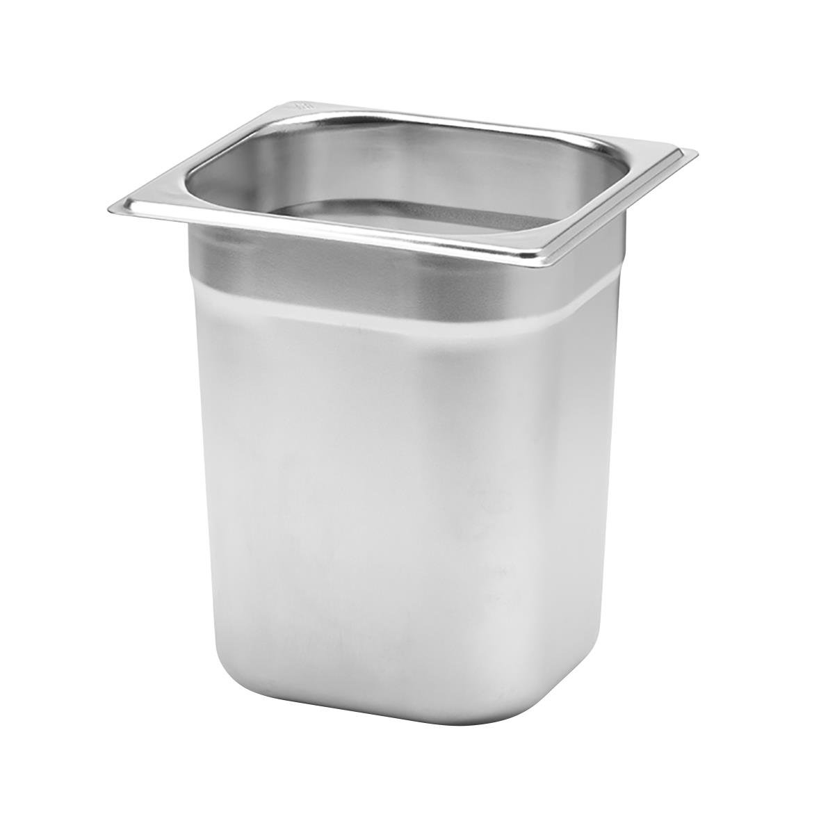 Kantinkärl i rostfritt stål GN 1/6, mått 176x162x200mm, volym 3,4L