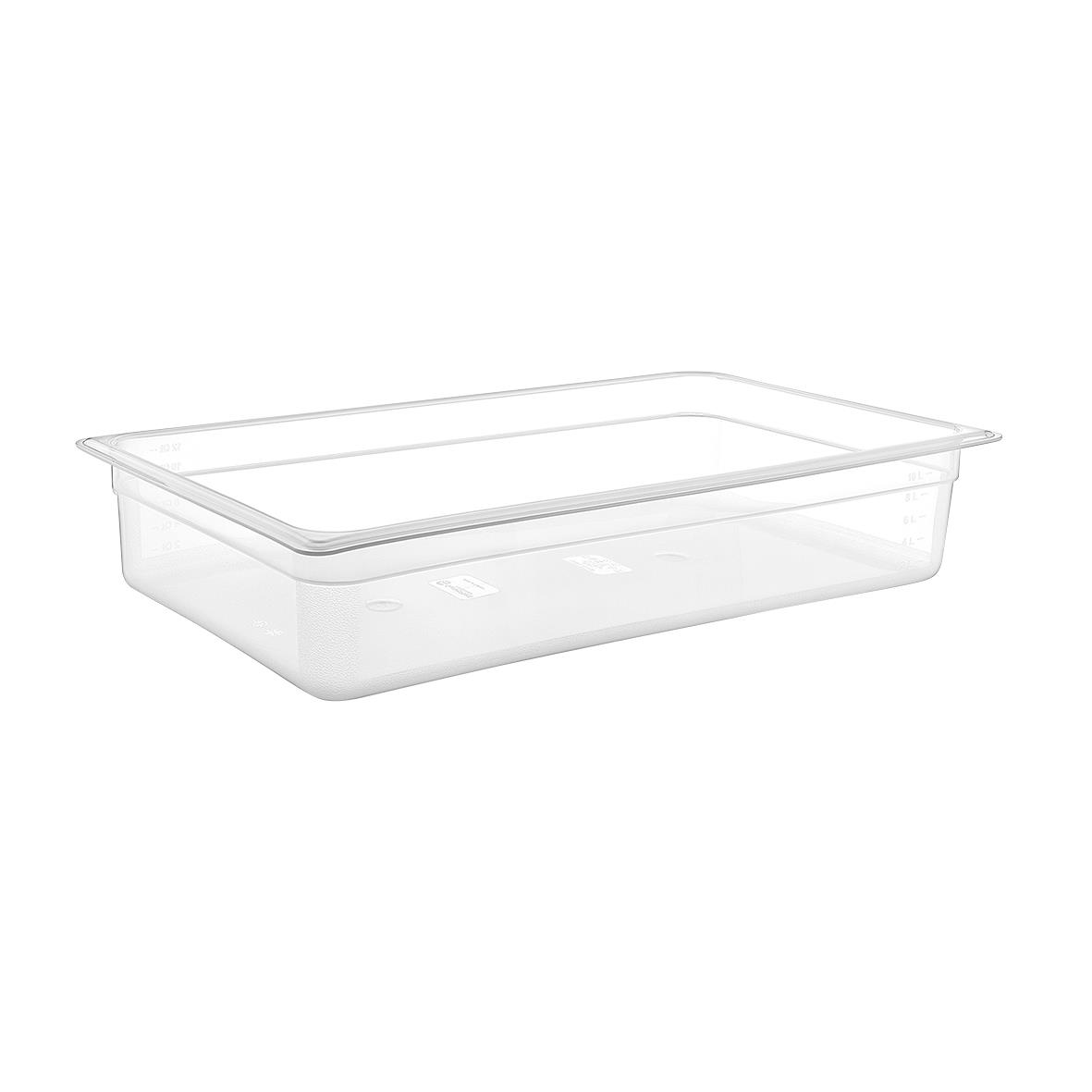 Klar GN 1/1-kantin i plast med 100 mm djup