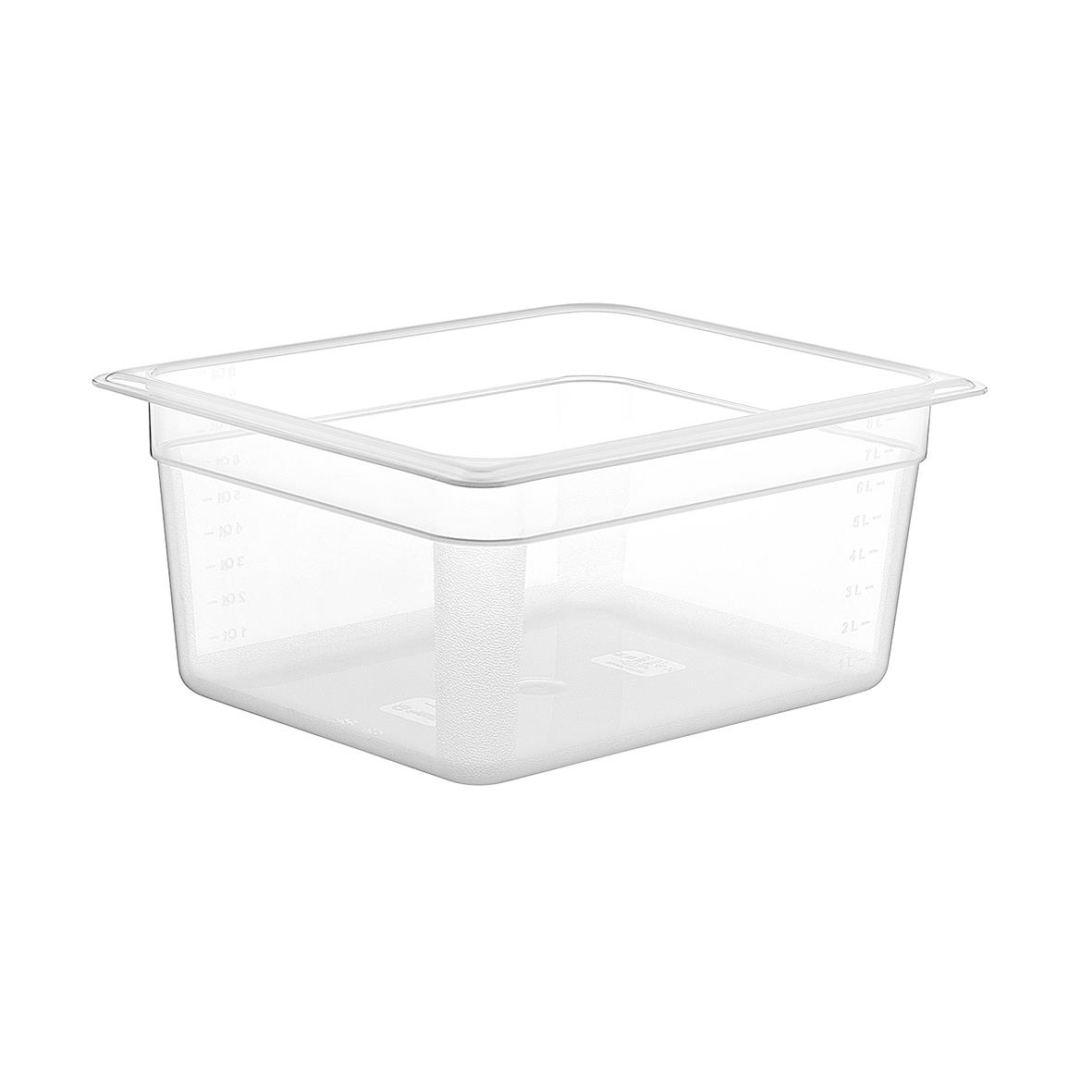 Klar kantin i plast, GN 1/2-150, sedd snett framifrån