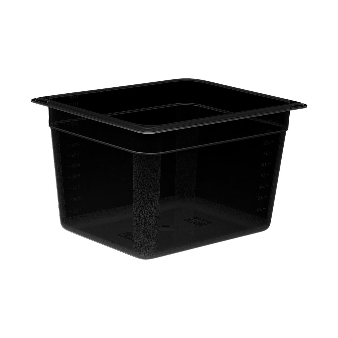 Svart plastkantin GN 1/2-200 med raka sidor och förstärkt kant