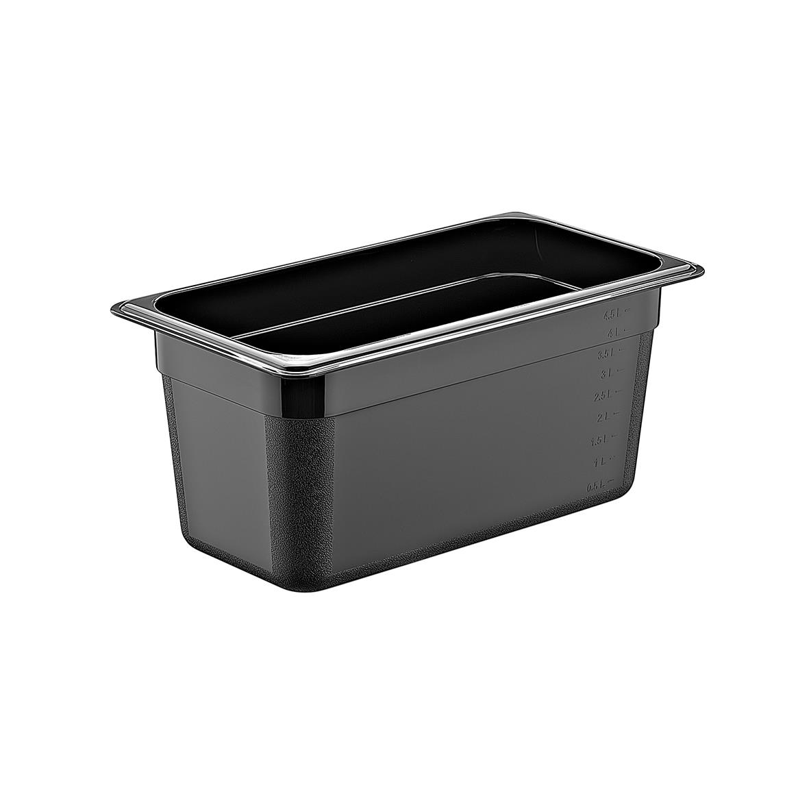 Svart GN 1/3-150-kantin i polypropen med locklös design