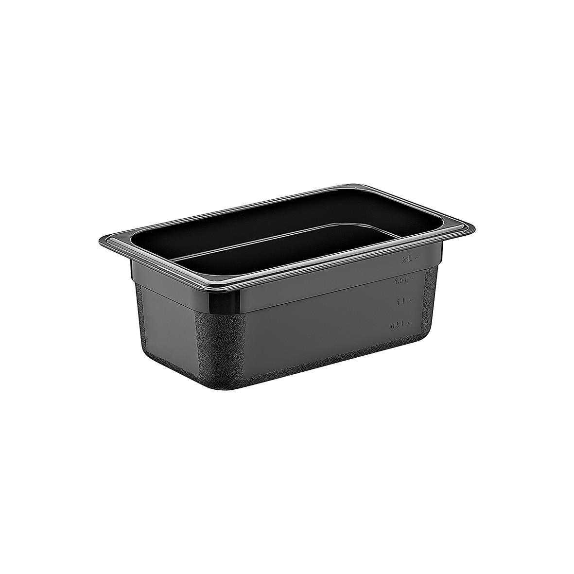 Svart GN 1/4-100 kantin i polypropen