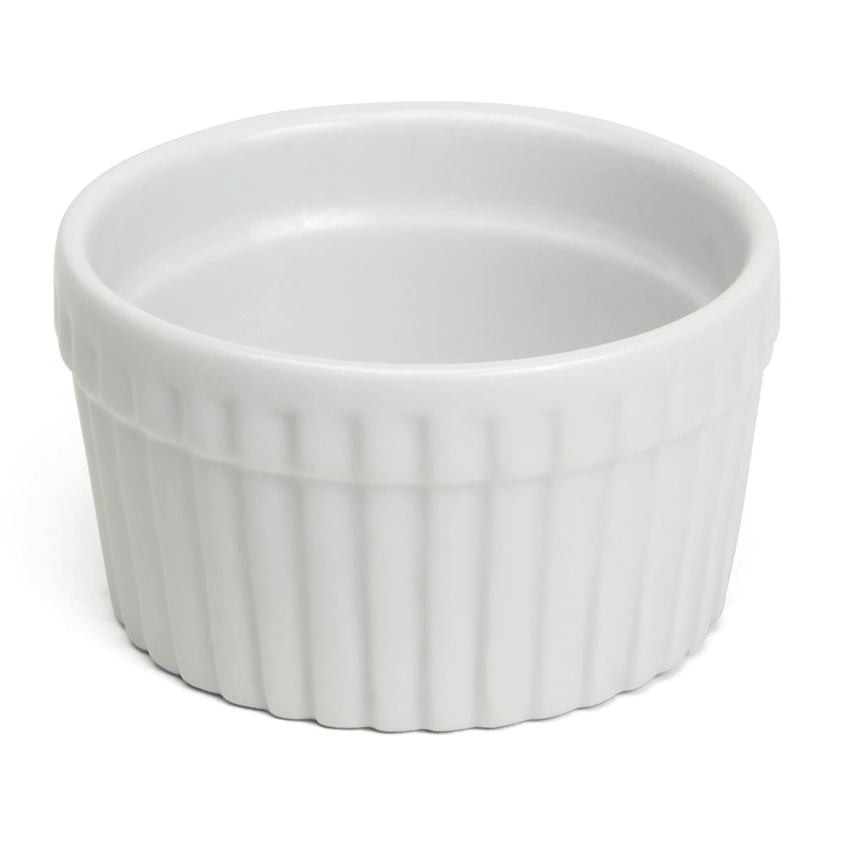 Vit ramekin med diameter på 8 cm och räfflad utsida
