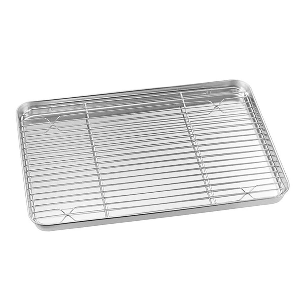 Gastrobleck i rostfritt stål med galler, 40,5x28cm