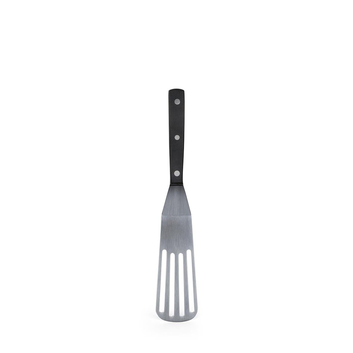 Stekspade Exxent perforerad 28cm med svart handtag och metallblad